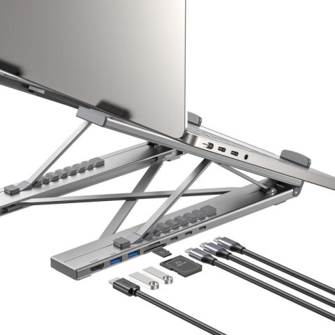 UNITEK PODSTAWKA POD LAPTOP REGULOWANA + HUB USB-C/A, HDMI 2.0, PD 100W Unitek