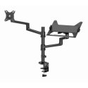 GEMBIRD BIURKOWE REGULOWANE RAMIĘ/UCHWYT NA MONITOR + PODSTAWKA NA NOTEBOOKA 17-32, VESA 100X100MM, DO 8 KG Gembird