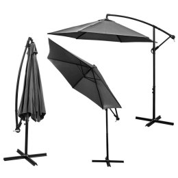 PARASOL OGRODOWY 300CM SKŁADANY NA WYSIĘGNIKU SZARY ANTRACYT SASKA GARDEN