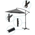 PARASOL OGRODOWY 300CM SKŁADANY NA WYSIĘGNIKU SZARY ANTRACYT SASKA GARDEN