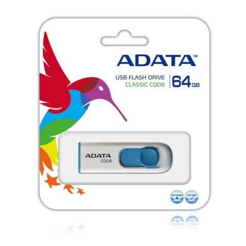 ADATA FLASHDRIVE C008 64GB USB 2.0 WHITE&BLUE ADATA