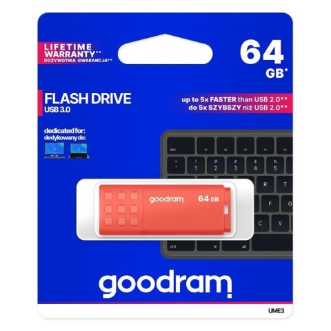 GOODRAM FLASHDRIVE 64GB UME3 USB 3.0 ORANGE Goodram
