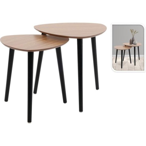 STOLIK KAWOWY Z 3 NOGAMI BLAT DREWNIANY ZESTAW 2SZT Excellent houseware