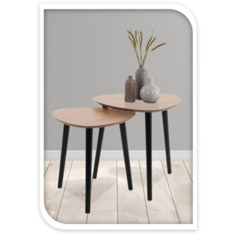 STOLIK KAWOWY Z 3 NOGAMI BLAT DREWNIANY ZESTAW 2SZT Excellent houseware