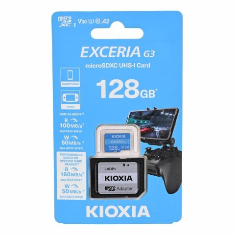 KIOXIA Exceria Plus 128GB microSD G2 UHS I U3 V30 with adapter KIOXIA
