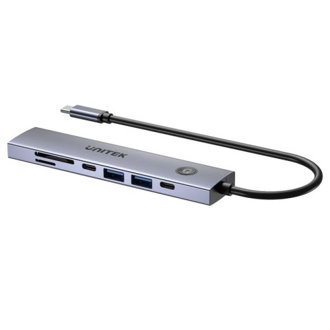 UNITEK HUB USB-C 7W1 PD 100W HDMI 2.0 Z PRZYCISKIEM ON/OFF Unitek