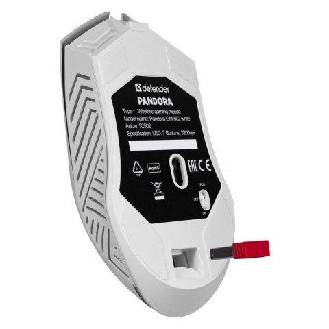 DEFENDER MYSZ BEZPRZEWODOWA PANDORA GM-502 RF 3200DPI 7P BIAŁA 52502 DEFENDER