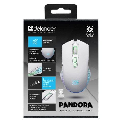 DEFENDER MYSZ BEZPRZEWODOWA PANDORA GM-502 RF 3200DPI 7P BIAŁA 52502 DEFENDER
