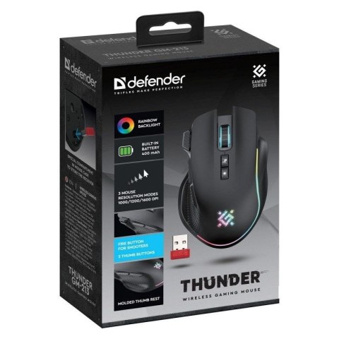DEFENDER MYSZ GM-213 THUNDER RF 1600dpi 8P CZARNA DEFENDER
