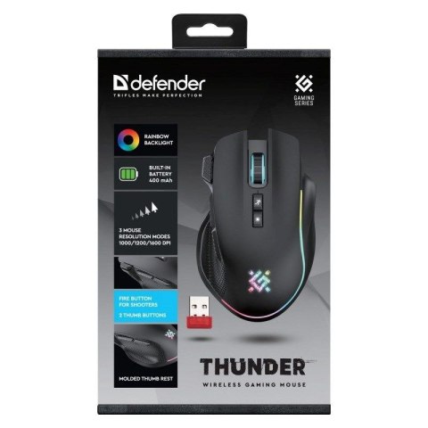 DEFENDER MYSZ GM-213 THUNDER RF 1600dpi 8P CZARNA DEFENDER