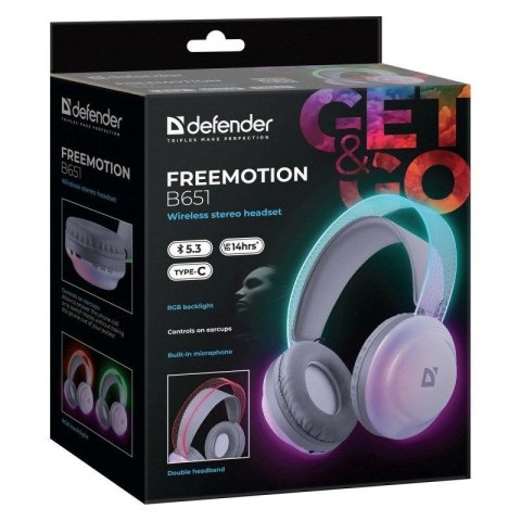DEFENDER SŁUCHAWKI NAUSZNE BLUETOOTH FREEMOTION B651 63651 DEFENDER