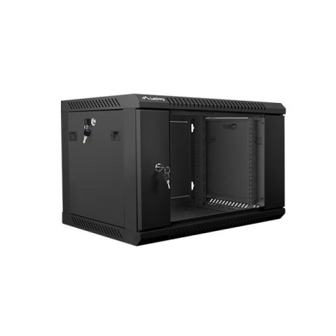 Szafa jednosekcyjna, zamykana na zamek Lanberg WF01-6406-10B (6U; 368mm / 600mm / 450 mm; wisząca; Szklane; 19''; kolor czarny) Lanberg