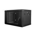 Szafa jednosekcyjna, zamykana na zamek Lanberg WF01-6406-10B (6U; 368mm / 600mm / 450 mm; wisząca; Szklane; 19''; kolor czarny) Lanberg