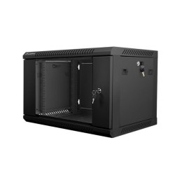 Szafa jednosekcyjna, zamykana na zamek Lanberg WF01-6406-10B (6U; 368mm / 600mm / 450 mm; wisząca; Szklane; 19''; kolor czarny) Lanberg