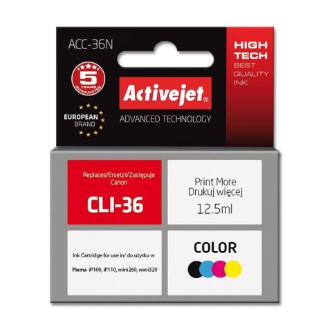 Activejet ACC-36N Tusz (zamiennik Canon CLI-36; Supreme; 12,5 ml; kolor) Activejet