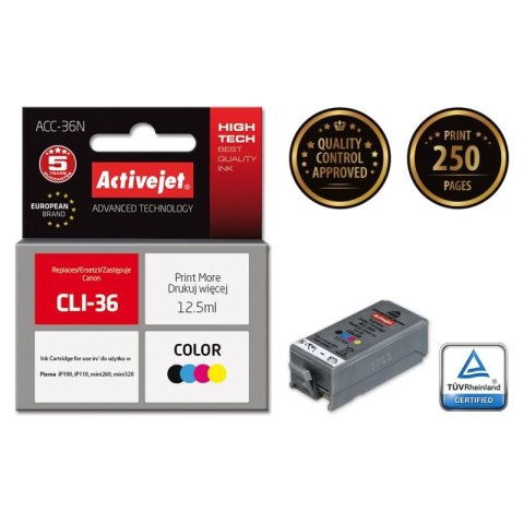 Activejet ACC-36N Tusz (zamiennik Canon CLI-36; Supreme; 12,5 ml; kolor) Activejet