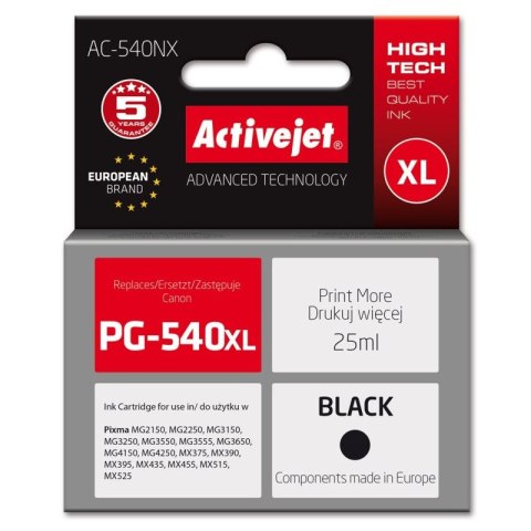 Activejet AC-540NX Tusz (zamiennik Canon PG-540XL; Supreme; 25 ml; czarny) Activejet