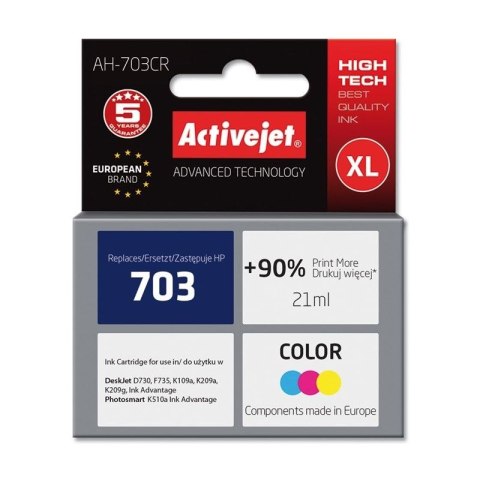 Activejet AH-703CR Tusz (zamiennik HP 703 CD888AE; Premium; 21 ml; kolor) Activejet