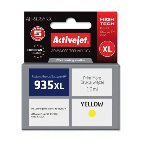 Activejet AH-935YRX Tusz (zamiennik HP 935XL C2P26AE; Premium; 12 ml; żółty) Activejet