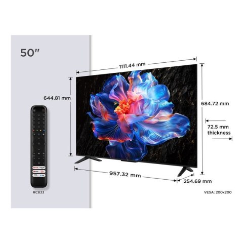 Telewizor TCL 50P69K LED 50'' 4K Ultra HD Google TV Dolby Digital DVB-T2 Czarny TCL