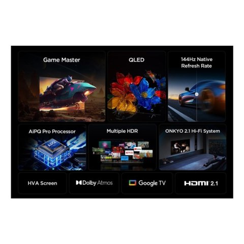 Telewizor TCL 55P8K QLED 55" 4K Ultra HD 120Hz Google TV Dolby Atmos Metaliczny TCL