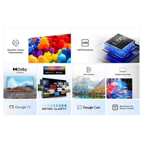 Telewizor TCL 55V6C DLED 55'' 4K Ultra HD Google TV Dolby Atmos DVB-T2 Metaliczny TCL