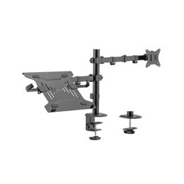 GEMBIRD BIURKOWE REGULOWANE RAMIĘ/UCHWYT Z RAMIENIEM NA MONITOR I PODSTAWKĄ NA NOTEBOOKA 17-32, 100X100MM, DO 9KG Gembird