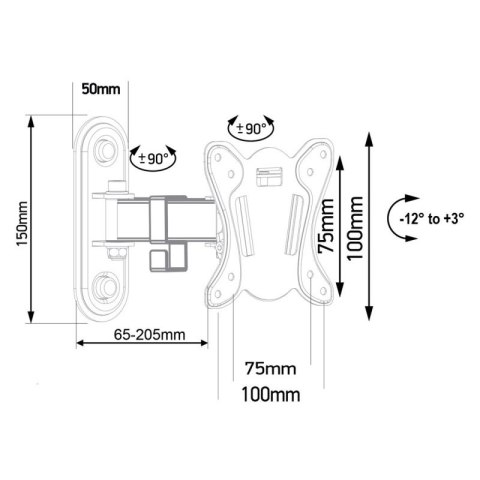 MACLEAN UCHWYT DO TELEWIZORA LUB MONITORA MAX. VESA 100X100, 13-32", 30KG, CZARNY MC-416 Maclean