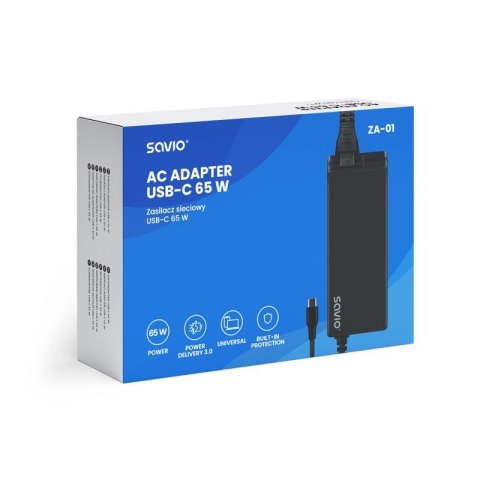SAVIO ZASILACZ SIECIOWY USB-C 65W ZA-01 Savio