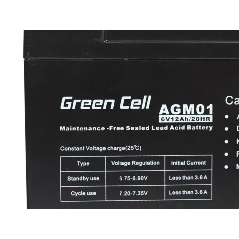 GREEN CELL AKUMULATOR ŻELOWY AGM01 6V 12AH Green Cell