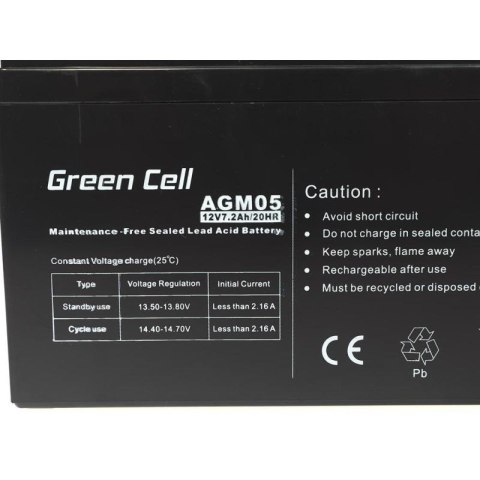 GREEN CELL AKUMULATOR ŻELOWY AGM05 12V 7,2AH Green Cell