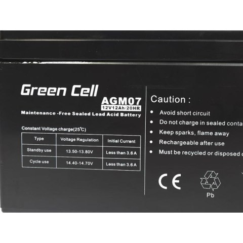 GREEN CELL AKUMULATOR ŻELOWY AGM07 12V 12AH Green Cell