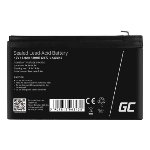 GREEN CELL AKUMULATOR ŻELOWY AGM46 12V 8AH Green Cell