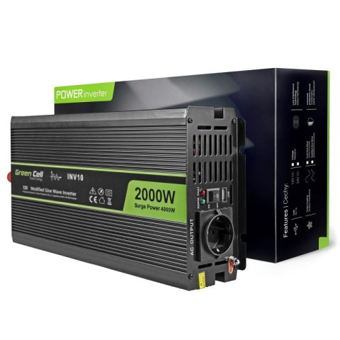 GREEN CELL PRZETWORNICA INV10 12V-230V 2000W/4000W MODYFIKOWANA SINUSOIDA Green Cell