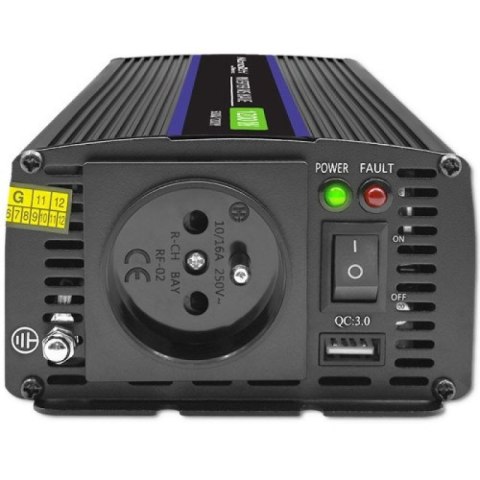 QOLTEC PRZETWORNICA NAPIĘCIA MONOLITH 1200 MS WAVE | 12V NA 230V | 600/1200W | USB Qoltec