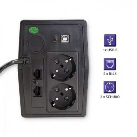 QOLTEC ZASILACZ AWARYJNY UPS 450VA | 240W | LCD | USB | RJ45 Qoltec