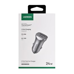 Ugreen ładowarka samochodowa USB Typ C / USB 24W Power Delivery Quick Charge szary (30780) UGREEN