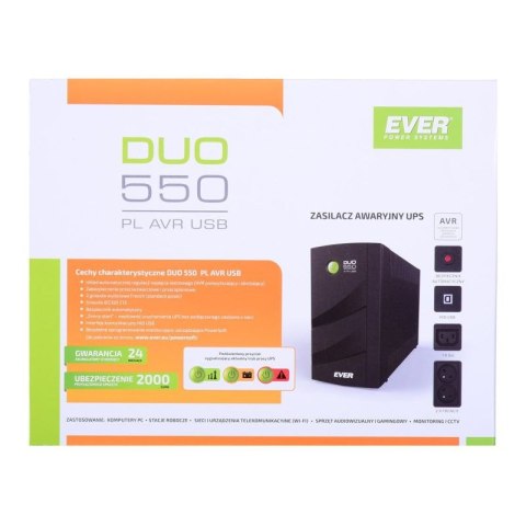 Zasilacz UPS EVER DUO 550 PL AVR USB (T/DAVRTO-000K55/01) Ever