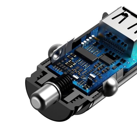 Baseus Square inteligentna ładowarka samochodowa 2x USB QC3.0 Quick Charge 3.0 SCP AFC 30W czarny (CCALL-DS01) Baseus