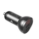 Baseus ładowarka samochodowa 2x USB 4,8A 24W z LCD + kabel 3w1 USB - USB Typ C / micro USB / Lightning 1,2m czarny (TZCCBX-0G) Baseus