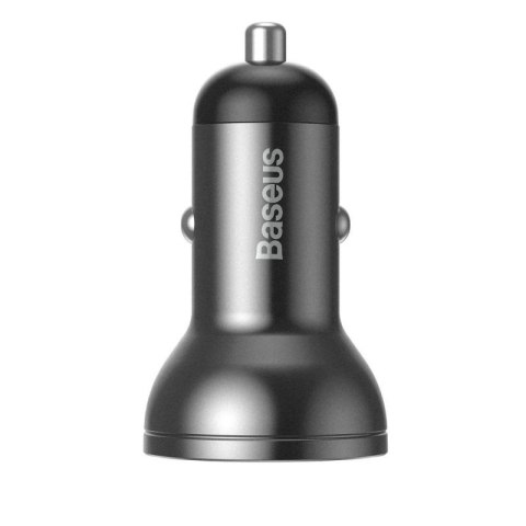 Baseus ładowarka samochodowa 2x USB 4,8A 24W z LCD + kabel 3w1 USB - USB Typ C / micro USB / Lightning 1,2m czarny (TZCCBX-0G) Baseus