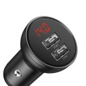 Baseus ładowarka samochodowa 2x USB 4,8A 24W z LCD + kabel 3w1 USB - USB Typ C / micro USB / Lightning 1,2m czarny (TZCCBX-0G) Baseus