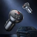 Baseus ładowarka samochodowa 2x USB 4,8A 24W z LCD + kabel 3w1 USB - USB Typ C / micro USB / Lightning 1,2m czarny (TZCCBX-0G) Baseus