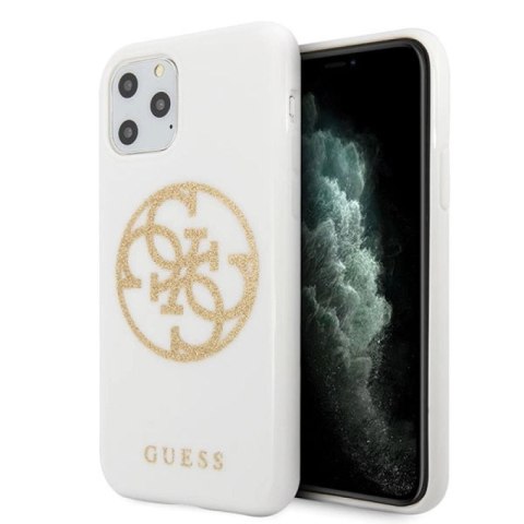 Etui Guess Glitter 4G Circle Logo na iPhone 11 Pro Max - białe Guess