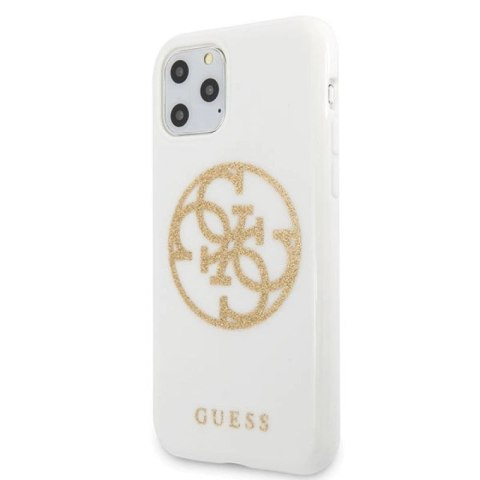 Etui Guess Glitter 4G Circle Logo na iPhone 11 Pro Max - białe Guess