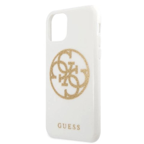 Etui Guess Glitter 4G Circle Logo na iPhone 11 Pro Max - białe Guess
