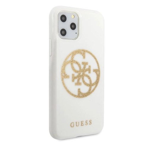 Etui Guess Glitter 4G Circle Logo na iPhone 11 Pro Max - białe Guess