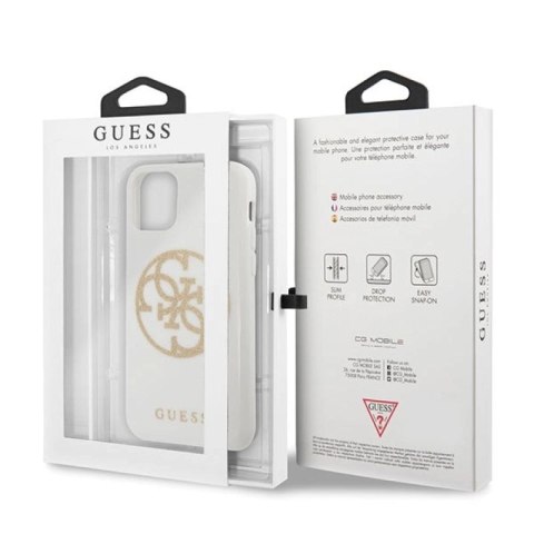 Etui Guess Glitter 4G Circle Logo na iPhone 11 Pro Max - białe Guess