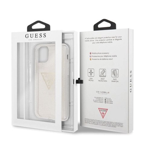 Etui Guess Glitter Triangle na iPhone 11 Pro - złote Guess