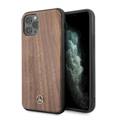 Etui Mercedes Wood Line Walnut na iPhone 11 Pro Max - brązowe Mercedes